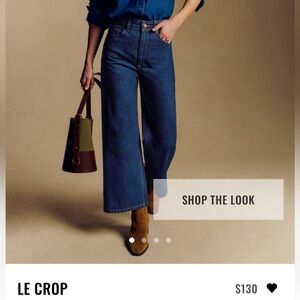 Sezane Dark Blue Wide-Leg Cropped Jeans